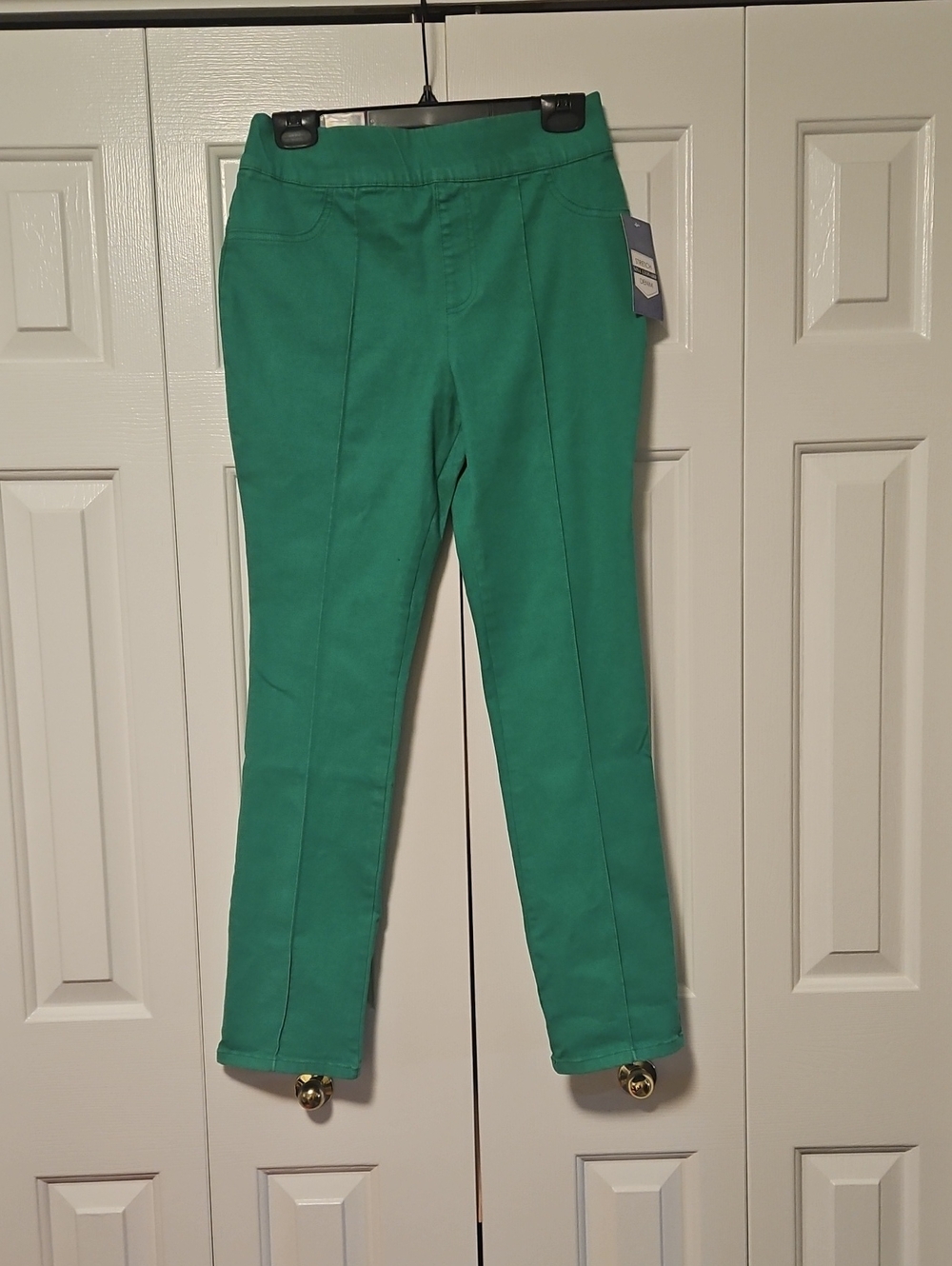 Womens Nina Leonard Emerald Green Pull-On Jeans SIze S